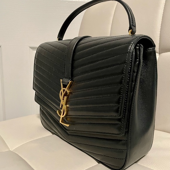 SAINT LAURENT YSL SULPICE BAG MEDIUM IN MATELASSÉ LEATHER - BLACK - Picture 2 of 4